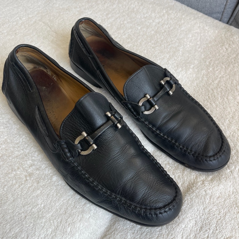 Salvatore Ferragamo Men’s Classic Black Leather Men’s Bit Loafers Size 10.5